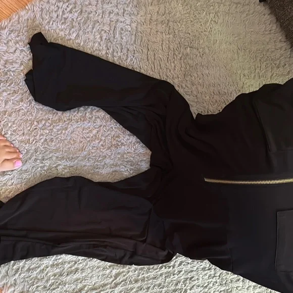 Michael Kors Black Sleeveless Jumpsuit with Gold Accents - Picture 7 of 8